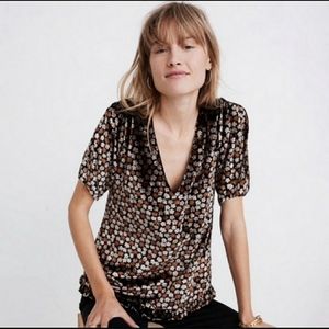 Floral Tulip Sleeve Velvet Madewell Top